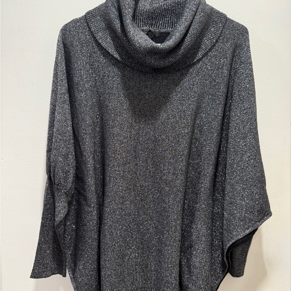 Alfani Metallic Charcoal Cowl Neck Sweater